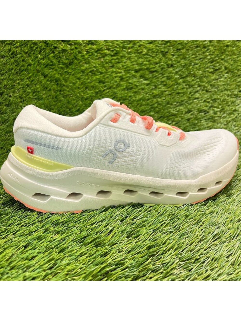 On Cloudrunner 3 Womens Size 7 Ivory Orange Gray Athletic Running Shoes Sneakers